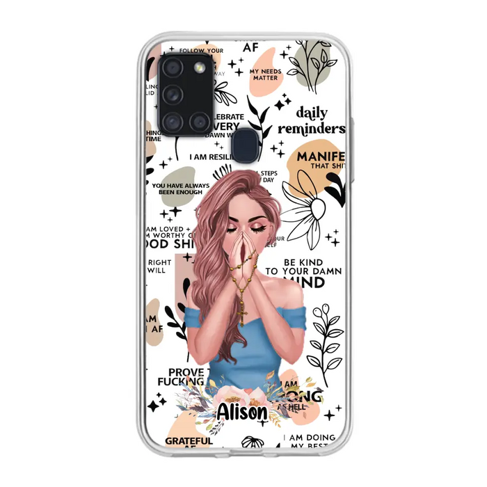 Custom Personalized Praying Girl Phone Case - Gift Idea for Girls/Friends - Case for iPhone/Samsung