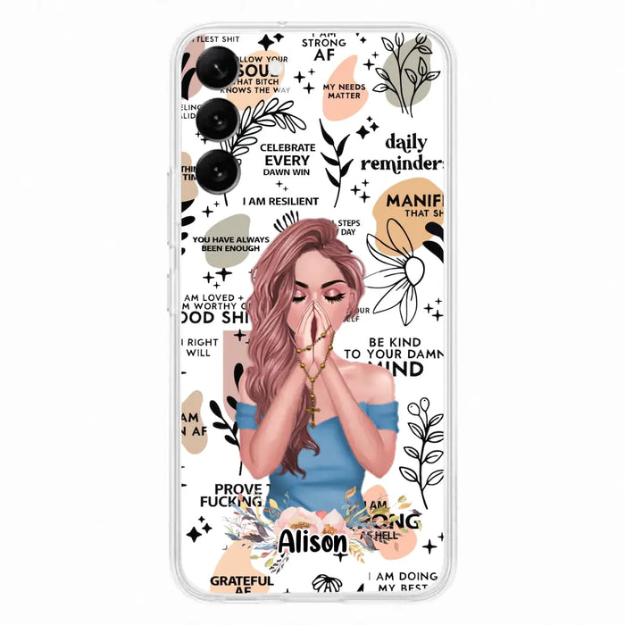 Custom Personalized Praying Girl Phone Case - Gift Idea for Girls/Friends - Case for iPhone/Samsung