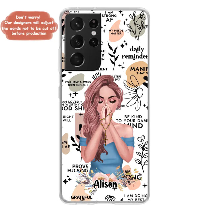 Custom Personalized Praying Girl Phone Case - Gift Idea for Girls/Friends - Case for iPhone/Samsung