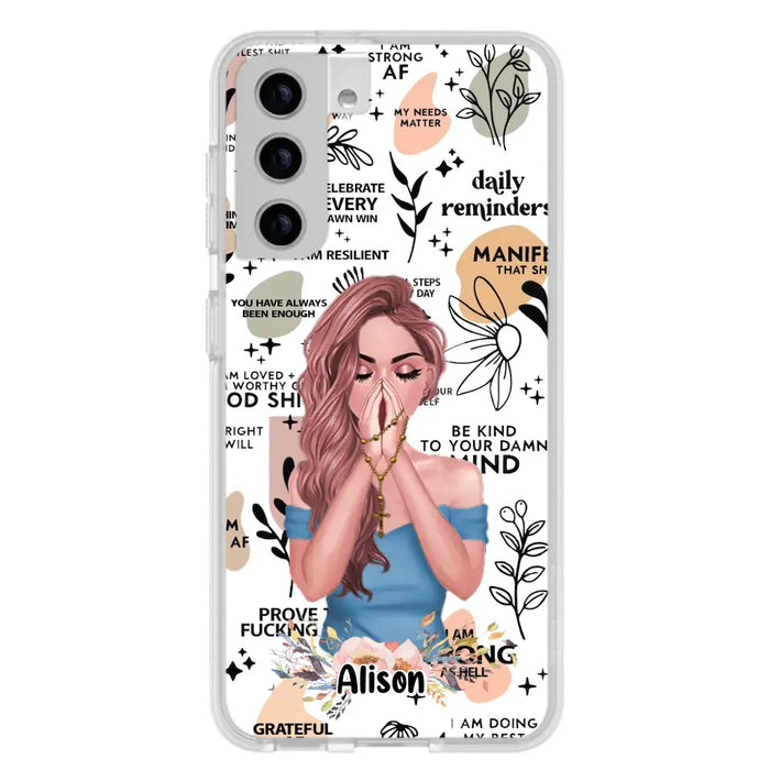 Custom Personalized Praying Girl Phone Case - Gift Idea for Girls/Friends - Case for iPhone/Samsung