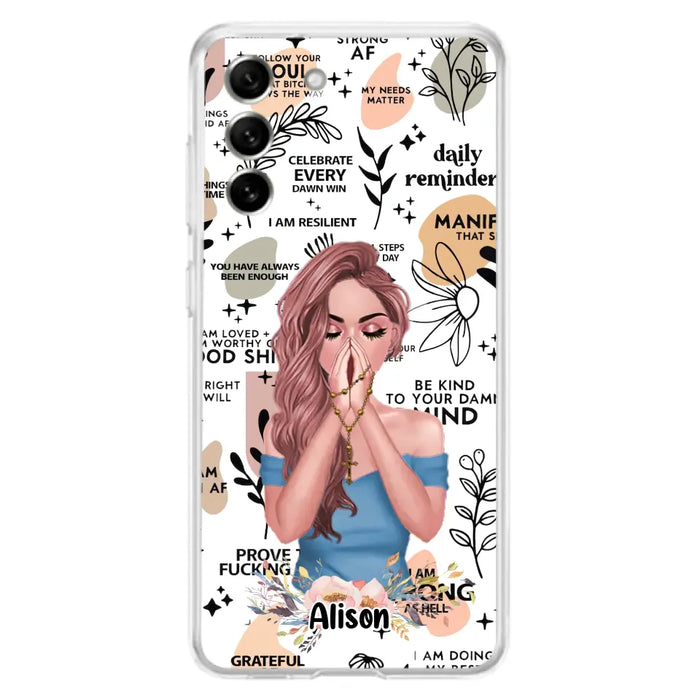 Custom Personalized Praying Girl Phone Case - Gift Idea for Girls/Friends - Case for iPhone/Samsung