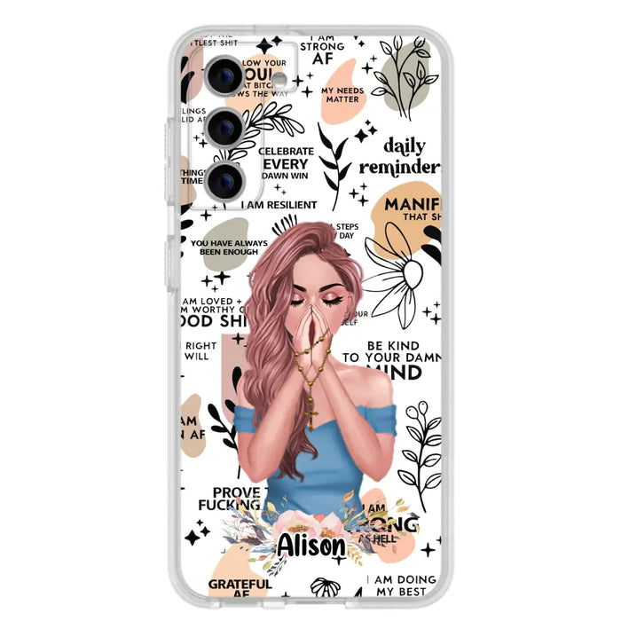 Custom Personalized Praying Girl Phone Case - Gift Idea for Girls/Friends - Case for iPhone/Samsung