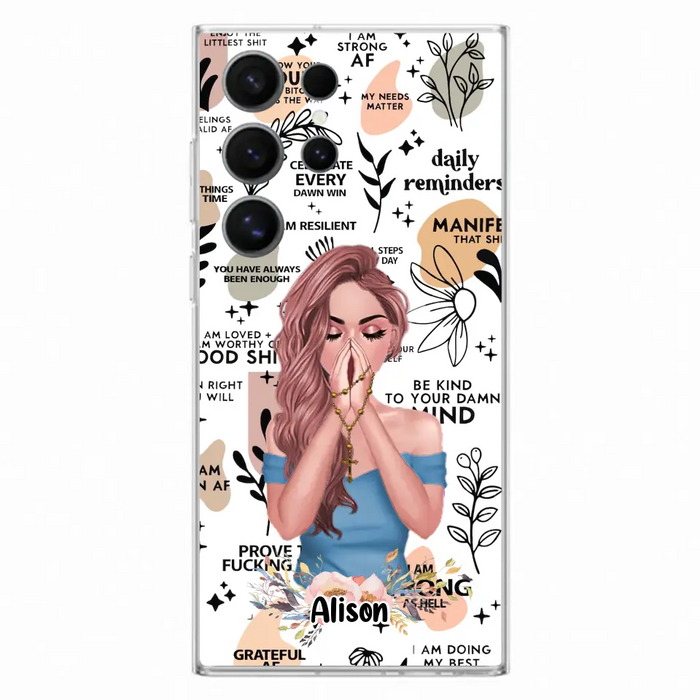 Custom Personalized Praying Girl Phone Case - Gift Idea for Girls/Friends - Case for iPhone/Samsung