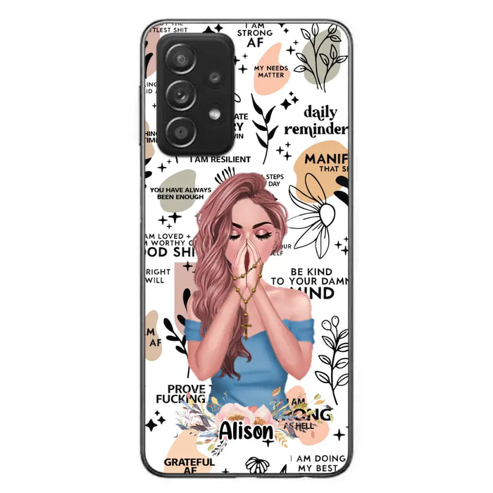 Custom Personalized Praying Girl Phone Case - Gift Idea for Girls/Friends - Case for iPhone/Samsung