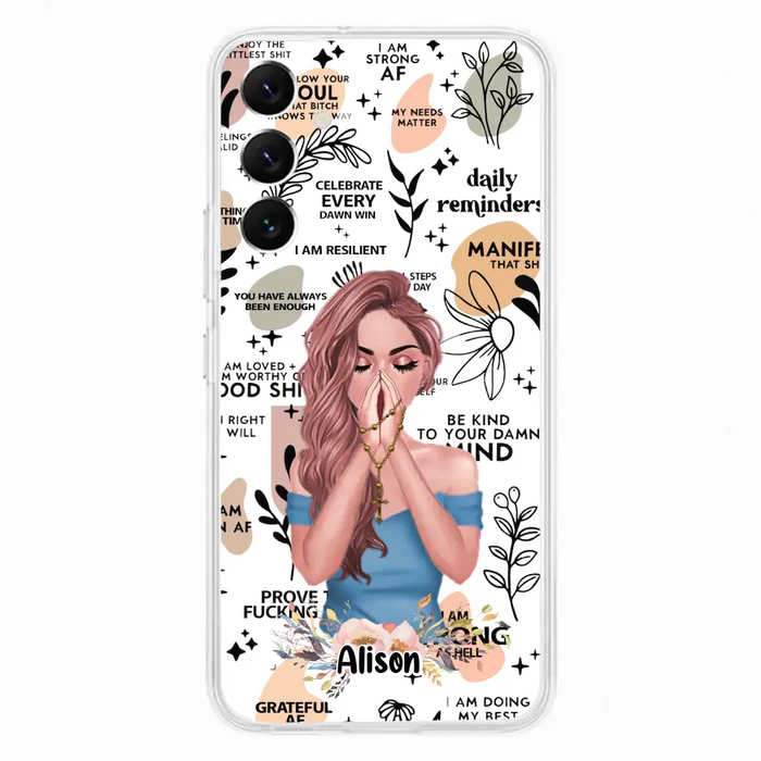 Custom Personalized Praying Girl Phone Case - Gift Idea for Girls/Friends - Case for iPhone/Samsung