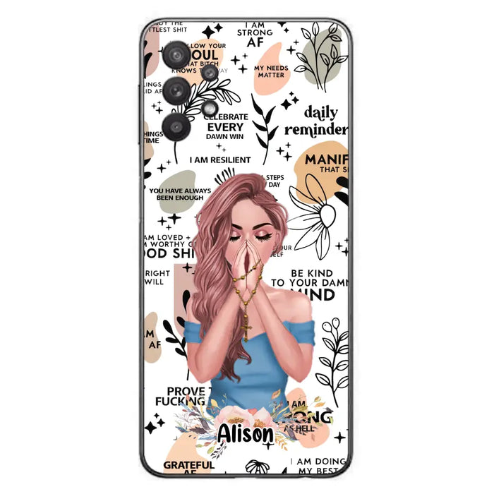 Custom Personalized Praying Girl Phone Case - Gift Idea for Girls/Friends - Case for iPhone/Samsung