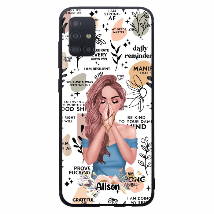 Custom Personalized Praying Girl Phone Case - Gift Idea for Girls/Friends - Case for iPhone/Samsung