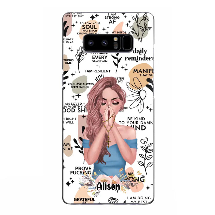 Custom Personalized Praying Girl Phone Case - Gift Idea for Girls/Friends - Case for iPhone/Samsung