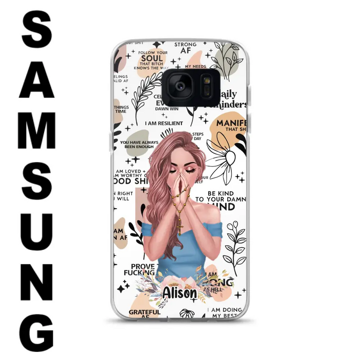 Custom Personalized Praying Girl Phone Case - Gift Idea for Girls/Friends - Case for iPhone/Samsung