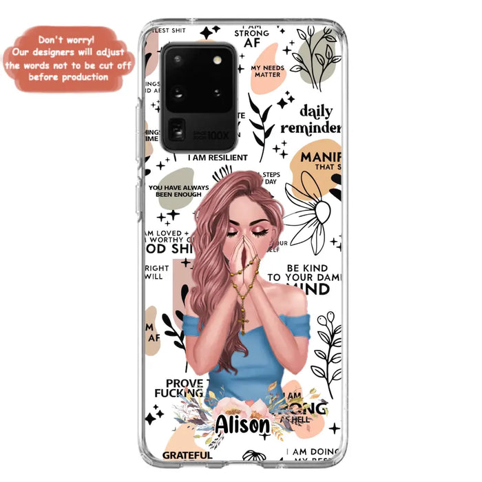 Custom Personalized Praying Girl Phone Case - Gift Idea for Girls/Friends - Case for iPhone/Samsung