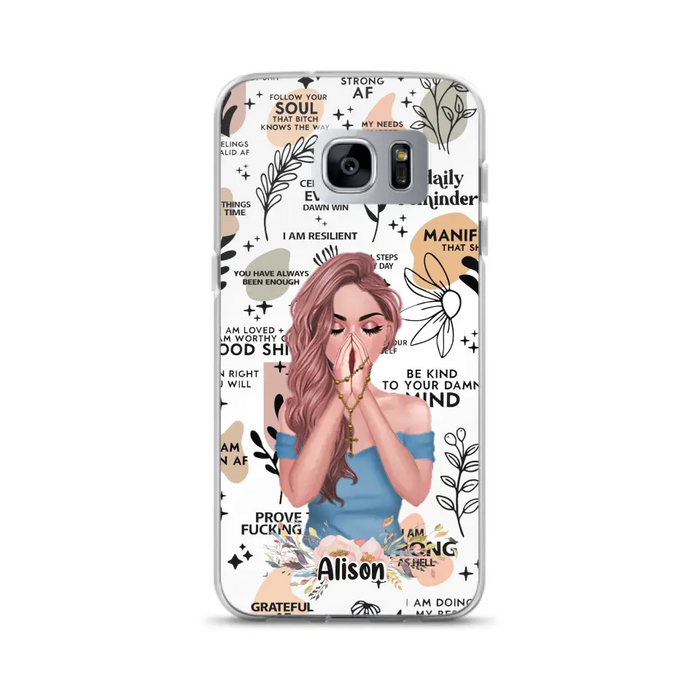 Custom Personalized Praying Girl Phone Case - Gift Idea for Girls/Friends - Case for iPhone/Samsung