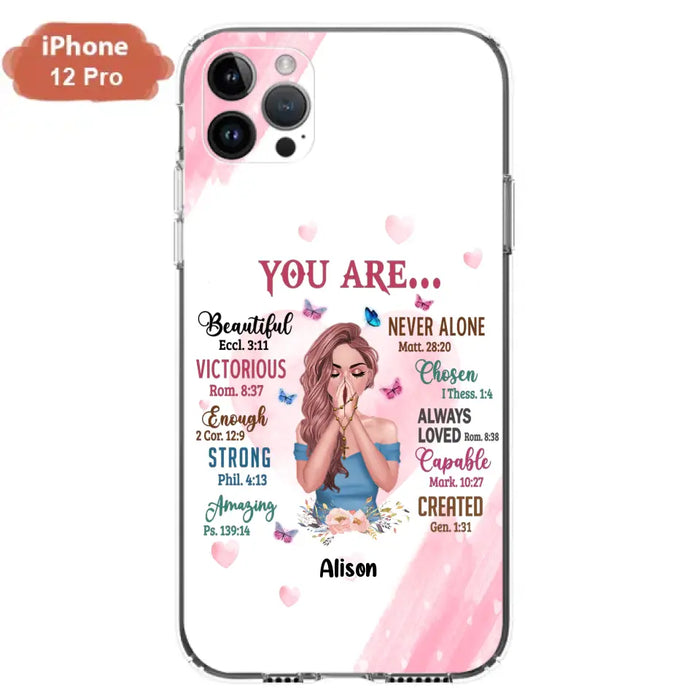 Custom Personalized Praying Girl Phone Case - Gift Idea for Girls/Friends - You Are Beautiful - Case for iPhone/Samsung