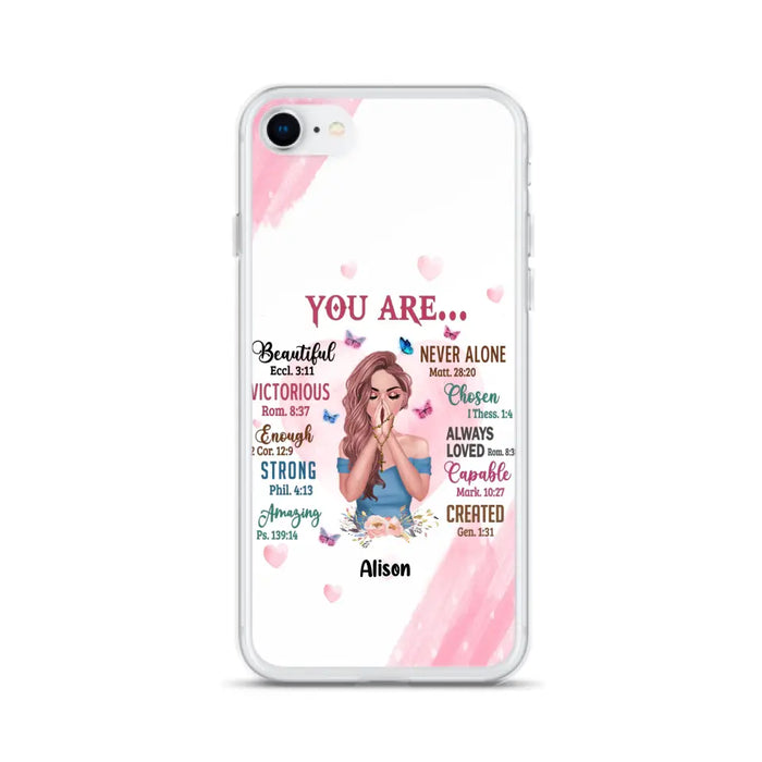 Custom Personalized Praying Girl Phone Case - Gift Idea for Girls/Friends - You Are Beautiful - Case for iPhone/Samsung