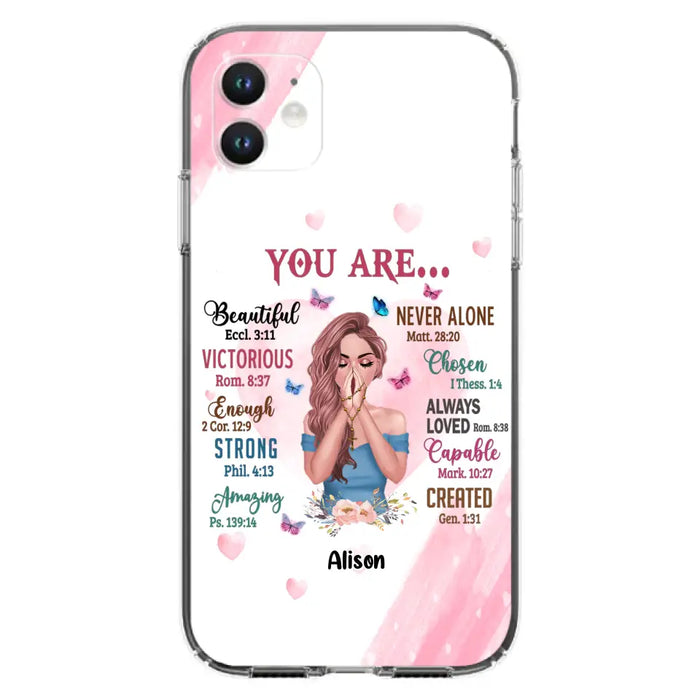 Custom Personalized Praying Girl Phone Case - Gift Idea for Girls/Friends - You Are Beautiful - Case for iPhone/Samsung