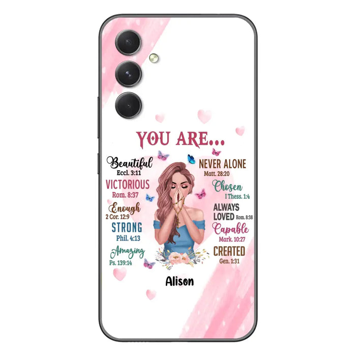 Custom Personalized Praying Girl Phone Case - Gift Idea for Girls/Friends - You Are Beautiful - Case for iPhone/Samsung