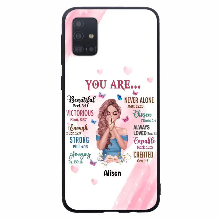 Custom Personalized Praying Girl Phone Case - Gift Idea for Girls/Friends - You Are Beautiful - Case for iPhone/Samsung