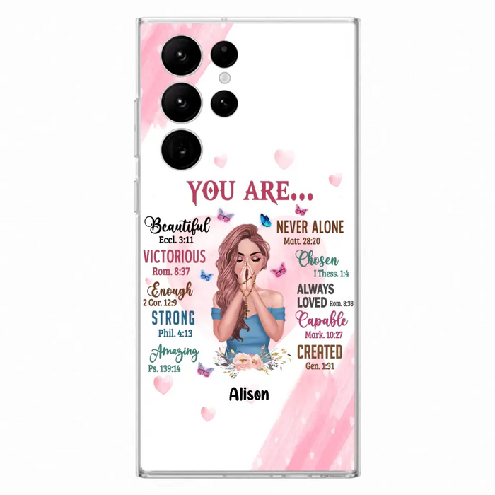 Custom Personalized Praying Girl Phone Case - Gift Idea for Girls/Friends - You Are Beautiful - Case for iPhone/Samsung