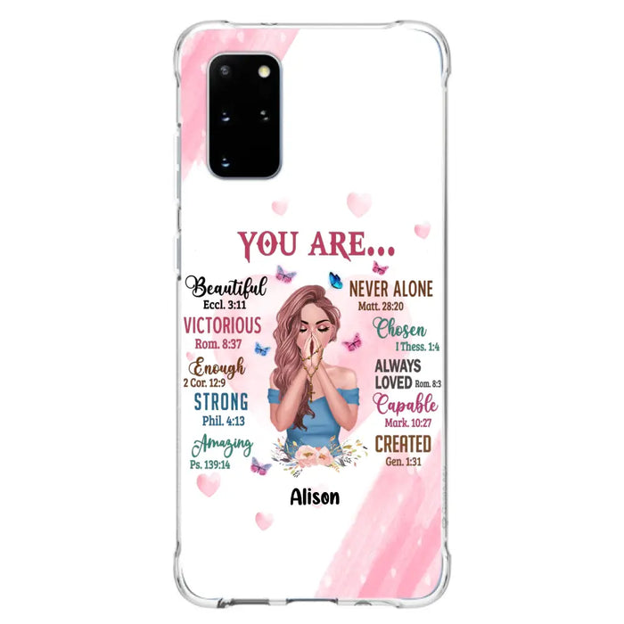 Custom Personalized Praying Girl Phone Case - Gift Idea for Girls/Friends - You Are Beautiful - Case for iPhone/Samsung