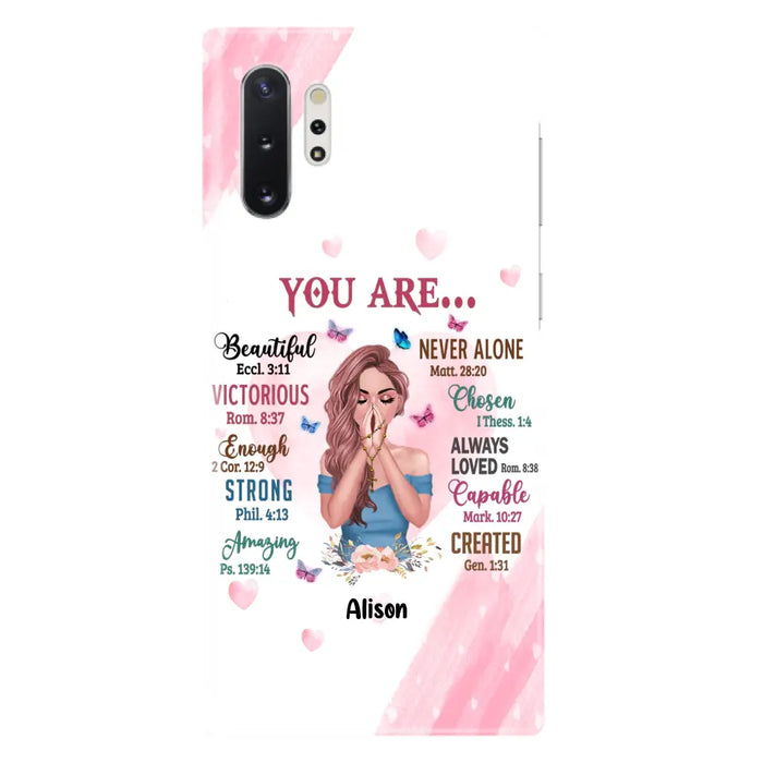 Custom Personalized Praying Girl Phone Case - Gift Idea for Girls/Friends - You Are Beautiful - Case for iPhone/Samsung