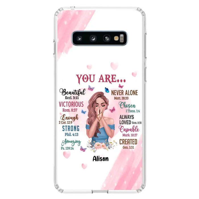 Custom Personalized Praying Girl Phone Case - Gift Idea for Girls/Friends - You Are Beautiful - Case for iPhone/Samsung