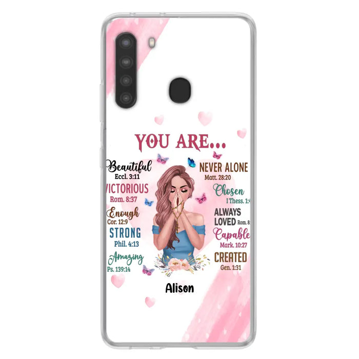 Custom Personalized Praying Girl Phone Case - Gift Idea for Girls/Friends - You Are Beautiful - Case for iPhone/Samsung