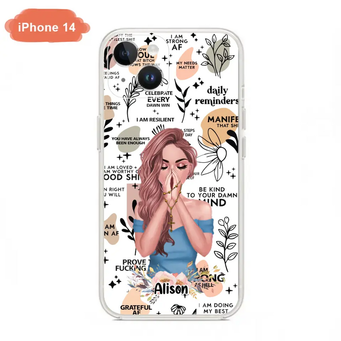 Custom Personalized Praying Girl Phone Case - Gift Idea for Girls/Friends - Case for iPhone/Samsung