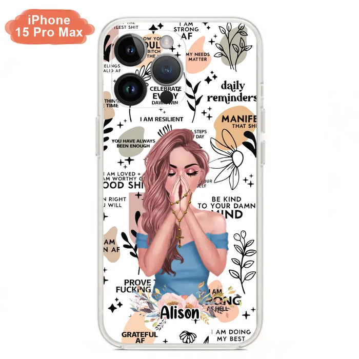 Custom Personalized Praying Girl Phone Case - Gift Idea for Girls/Friends - Case for iPhone/Samsung