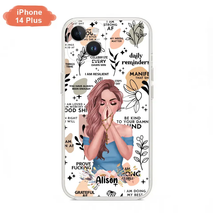 Custom Personalized Praying Girl Phone Case - Gift Idea for Girls/Friends - Case for iPhone/Samsung