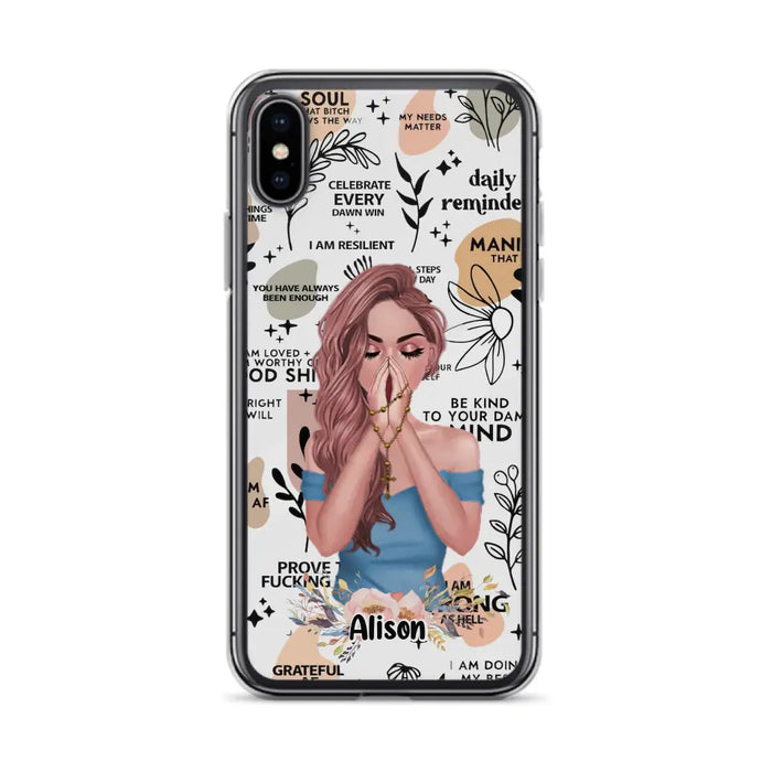 Custom Personalized Praying Girl Phone Case - Gift Idea for Girls/Friends - Case for iPhone/Samsung