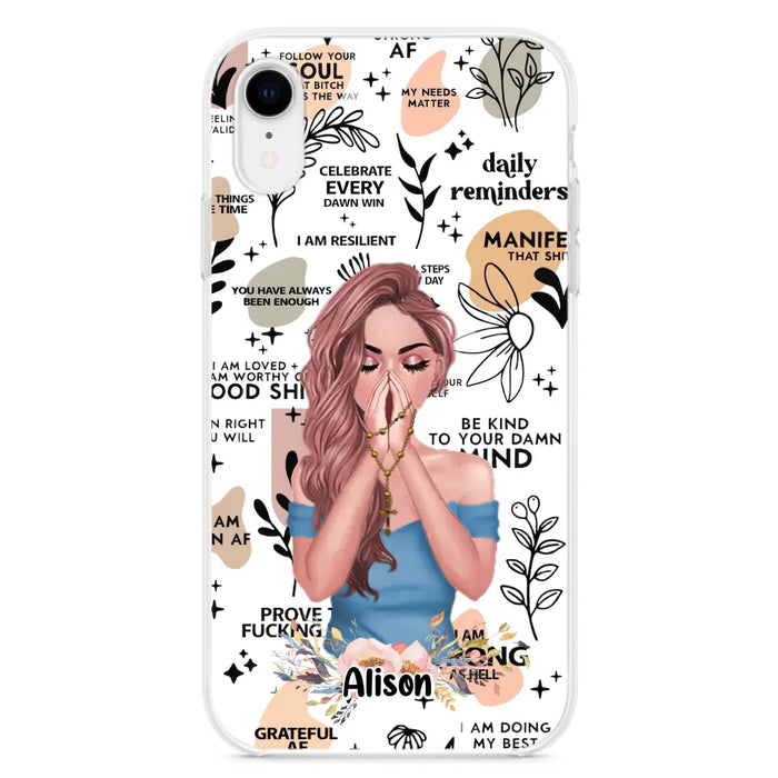 Custom Personalized Praying Girl Phone Case - Gift Idea for Girls/Friends - Case for iPhone/Samsung