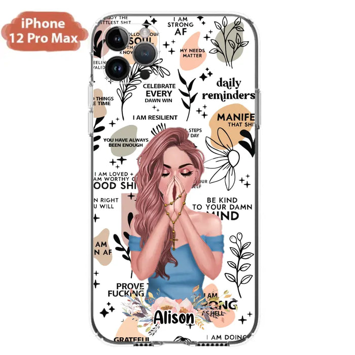 Custom Personalized Praying Girl Phone Case - Gift Idea for Girls/Friends - Case for iPhone/Samsung