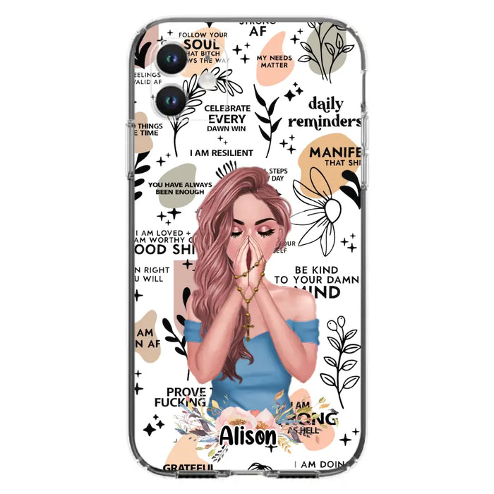 Custom Personalized Praying Girl Phone Case - Gift Idea for Girls/Friends - Case for iPhone/Samsung