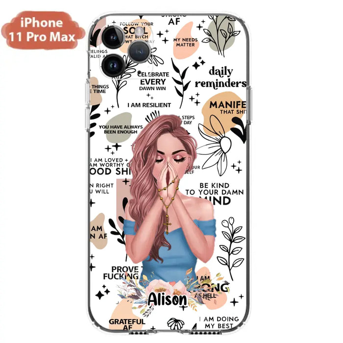 Custom Personalized Praying Girl Phone Case - Gift Idea for Girls/Friends - Case for iPhone/Samsung