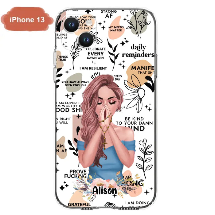 Custom Personalized Praying Girl Phone Case - Gift Idea for Girls/Friends - Case for iPhone/Samsung