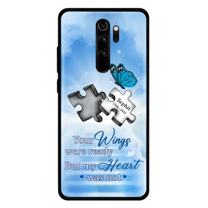 Custom Personalized Memorial Puzzle Butterfly Phone Case - Memorial Gift Idea - Your Wings Were Ready But My Heart Was Not - Case for Xiaomi/Huawei/Oppo