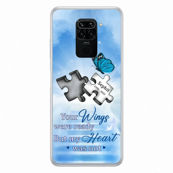 Custom Personalized Memorial Puzzle Butterfly Phone Case - Memorial Gift Idea - Your Wings Were Ready But My Heart Was Not - Case for Xiaomi/Huawei/Oppo