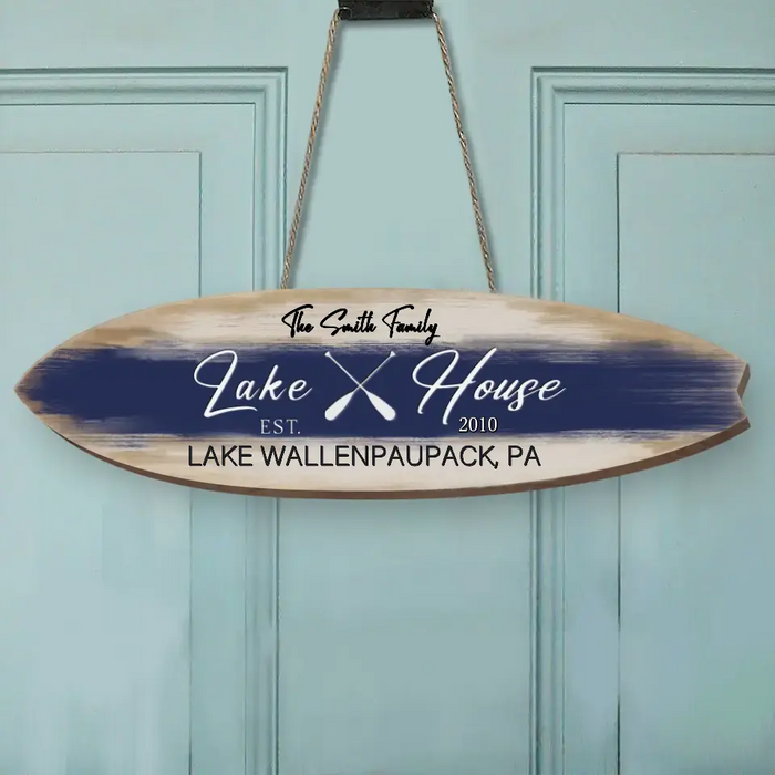 Custom Personalized Lake House Wooden Sign - Gift Idea for Family