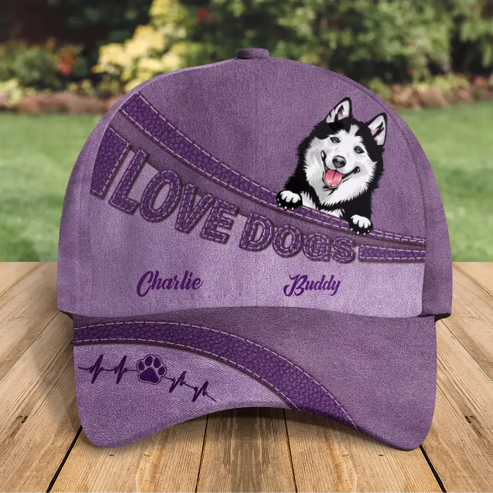 Custom Personalized Pet Baseball Cap - Upto 3 Dogs/Cats - Mother's Day/Father's Day Gift Idea for for Dog/Cat Lovers - Love Dogs/Cats