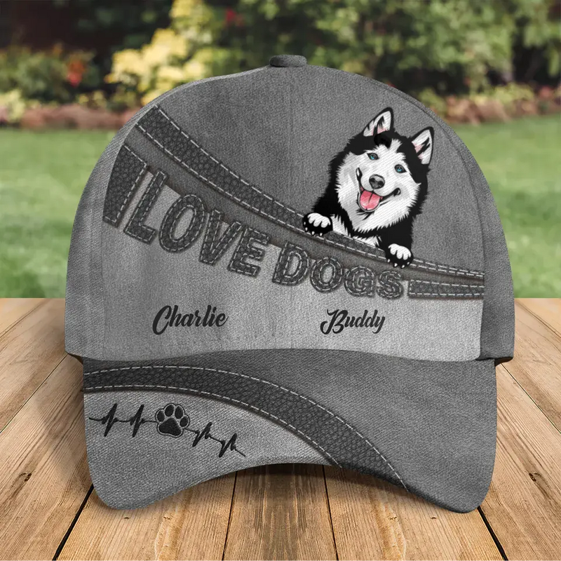 Personalized Pet Baseball Cap - Up to 3 Dogs/Cats - Mother's Day/Father's Day Gift Idea for for Dog/Cat Lovers - Love Dogs/Cats