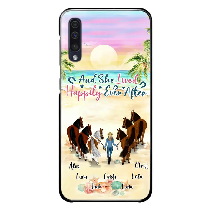 Custom Personalized Horse Girl Phone Case - Upto 6 Horses - Gift Idea for Horse Lovers - And She Lived Happily Ever After - Case for iPhone/Samsung