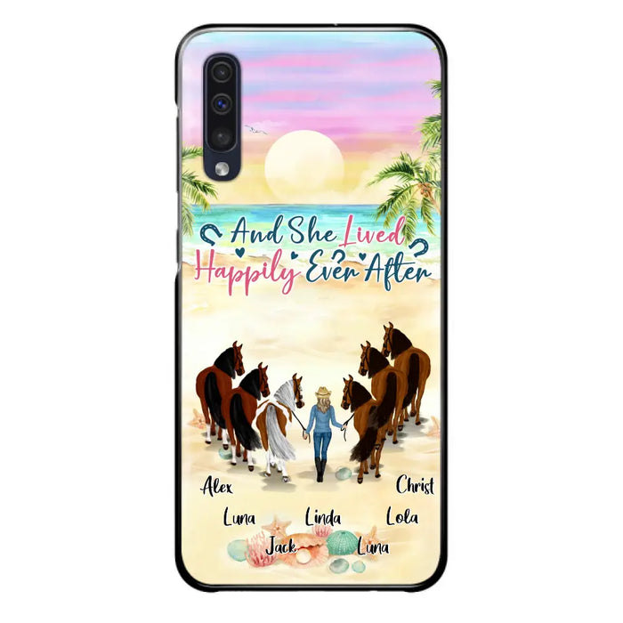 Custom Personalized Horse Girl Phone Case - Upto 6 Horses - Gift Idea for Horse Lovers - And She Lived Happily Ever After - Case for iPhone/Samsung