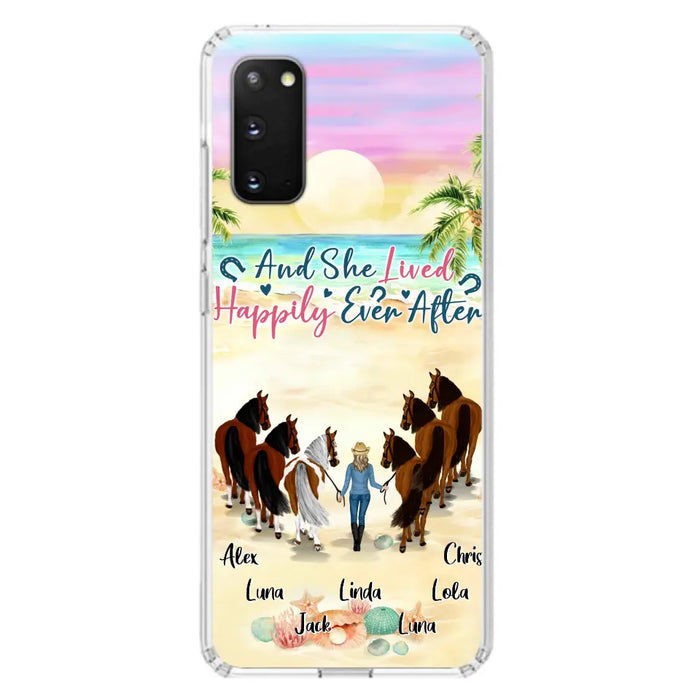 Custom Personalized Horse Girl Phone Case - Upto 6 Horses - Gift Idea for Horse Lovers - And She Lived Happily Ever After - Case for iPhone/Samsung