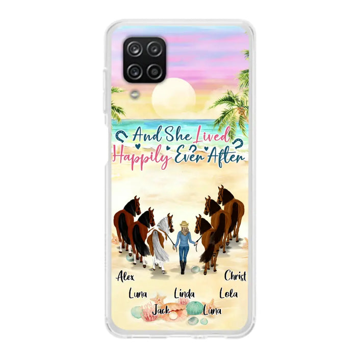 Custom Personalized Horse Girl Phone Case - Upto 6 Horses - Gift Idea for Horse Lovers - And She Lived Happily Ever After - Case for iPhone/Samsung