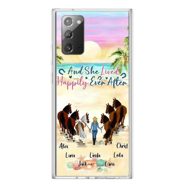 Custom Personalized Horse Girl Phone Case - Upto 6 Horses - Gift Idea for Horse Lovers - And She Lived Happily Ever After - Case for iPhone/Samsung