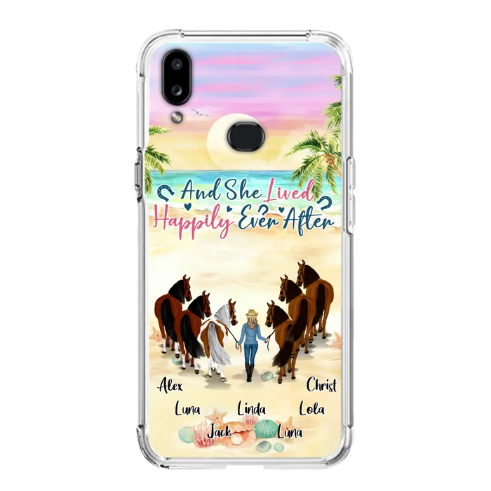 Custom Personalized Horse Girl Phone Case - Upto 6 Horses - Gift Idea for Horse Lovers - And She Lived Happily Ever After - Case for iPhone/Samsung