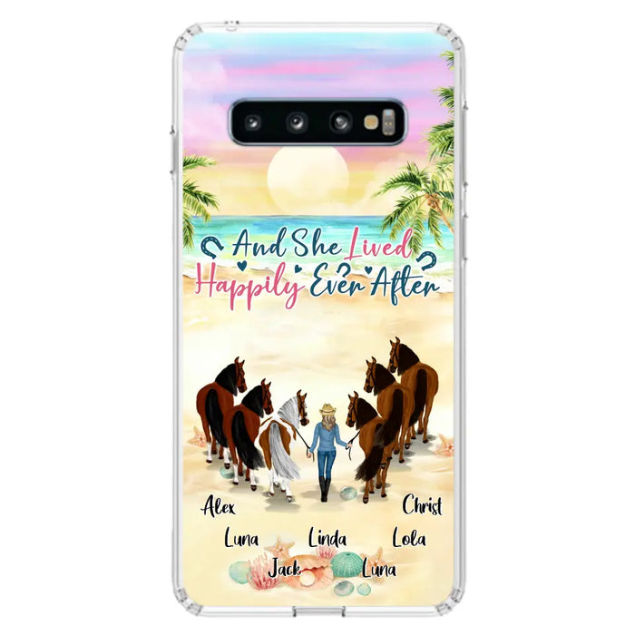 Custom Personalized Horse Girl Phone Case - Upto 6 Horses - Gift Idea for Horse Lovers - And She Lived Happily Ever After - Case for iPhone/Samsung