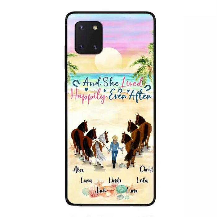 Custom Personalized Horse Girl Phone Case - Upto 6 Horses - Gift Idea for Horse Lovers - And She Lived Happily Ever After - Case for iPhone/Samsung