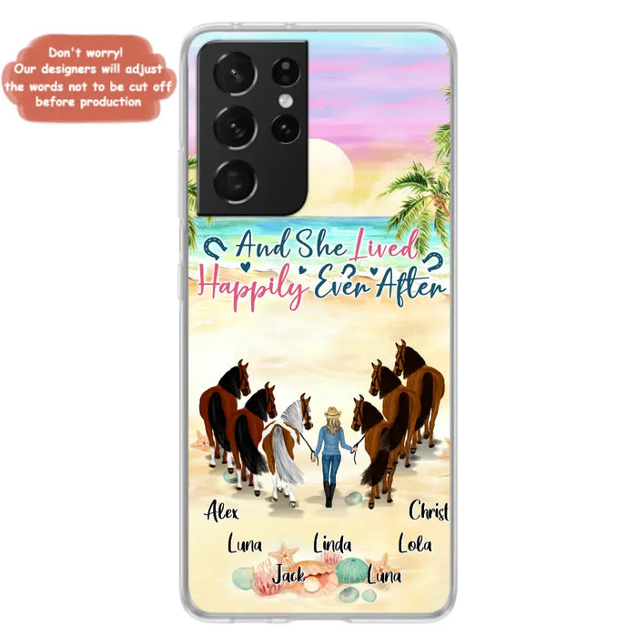 Custom Personalized Horse Girl Phone Case - Upto 6 Horses - Gift Idea for Horse Lovers - And She Lived Happily Ever After - Case for iPhone/Samsung