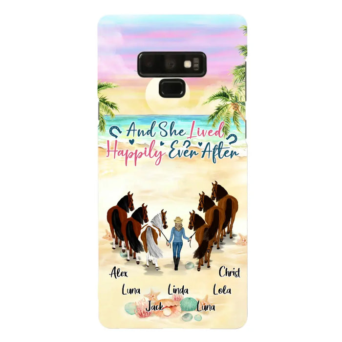 Custom Personalized Horse Girl Phone Case - Upto 6 Horses - Gift Idea for Horse Lovers - And She Lived Happily Ever After - Case for iPhone/Samsung