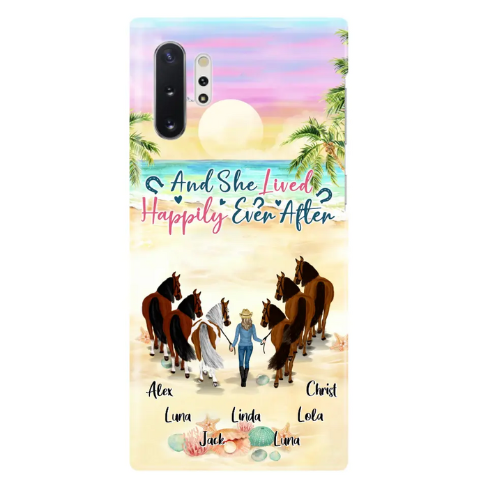 Custom Personalized Horse Girl Phone Case - Upto 6 Horses - Gift Idea for Horse Lovers - And She Lived Happily Ever After - Case for iPhone/Samsung